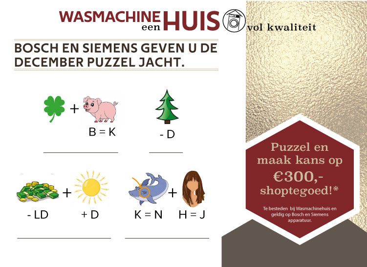 Kerstpuzzel, december, puzzel, Bosch, Siemens, rebus, win, shoptegoed, Wasmachinehuis, decemberactie, actie, december